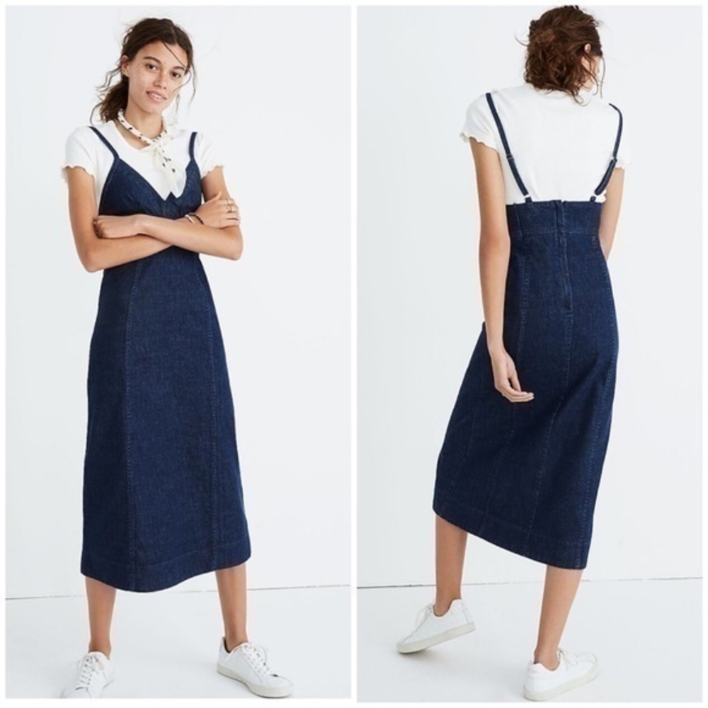 💋Madewell Denim Cami Midi Dress. Size 6